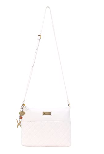 Designer Catwalk Handbag - Medium Size - Quilted Leather - SADIE - White