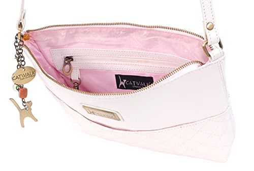 Designer Catwalk Handbag - Medium Size - Quilted Leather - SADIE - White