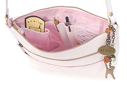 Designer Catwalk Handbag - Medium Size - Quilted Leather - SADIE - White
