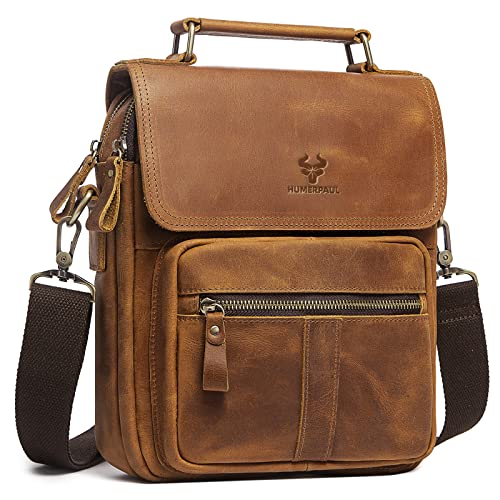 HUMERPAUL Genuine Leather Man's Crossbody Shoulder Bag