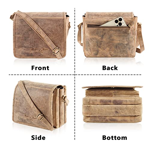 Handmade Genuine Leather Flapover Crossbody Shoulder Bag