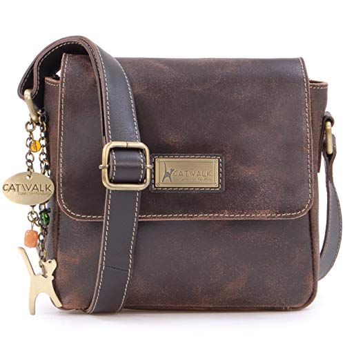 Vintage Brown Catwalk Collection Leather Crossbody Bag - Sabine