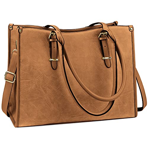 Brown Leather Designer Laptop Tote Bag
