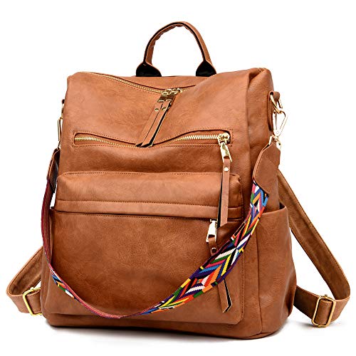 ZOCILOR Women's Convertible Designer Backpack Satchel - Brown