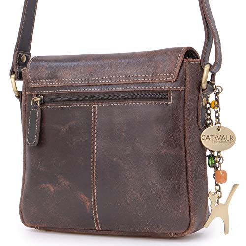Vintage Brown Catwalk Collection Leather Crossbody Bag - Sabine