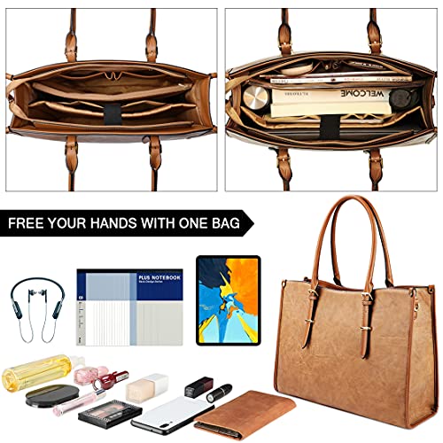 Brown Leather Designer Laptop Tote Bag