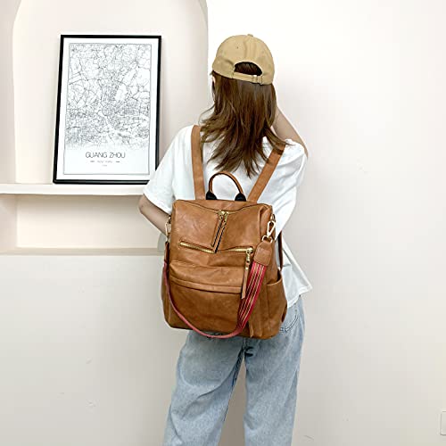 ZOCILOR Women's Convertible Designer Backpack Satchel - Brown