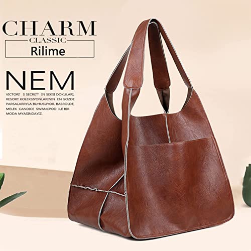 Rilime Brown Designer Tote Bag - Oversized Handbag