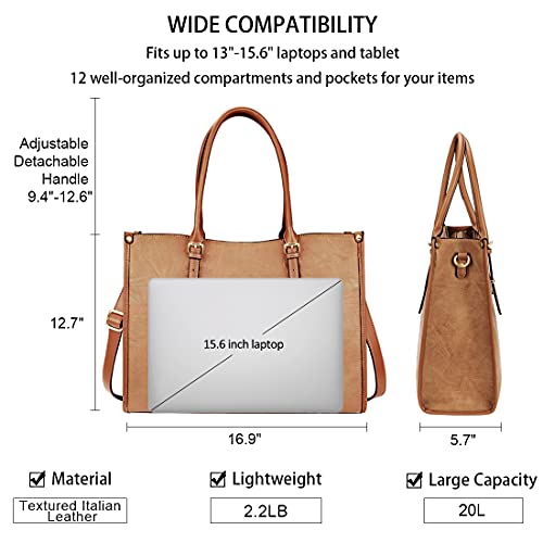 Brown Leather Designer Laptop Tote Bag