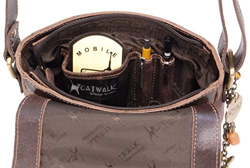 Vintage Brown Catwalk Collection Leather Crossbody Bag - Sabine