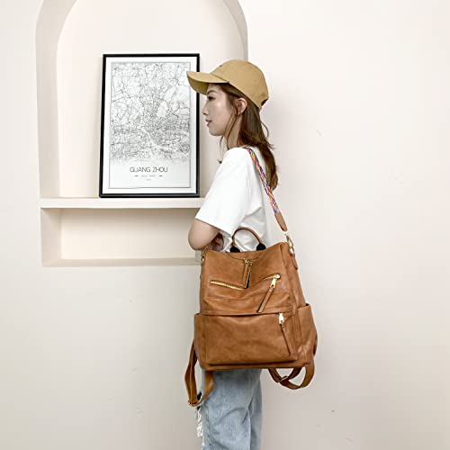 ZOCILOR Women's Convertible Designer Backpack Satchel - Brown