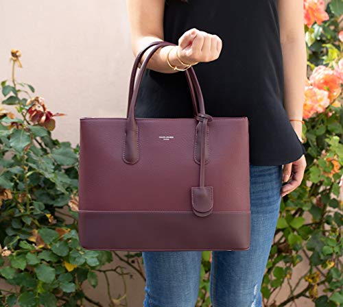 David Jones Genuine Leather Women's Tote Handbag - Burgundy