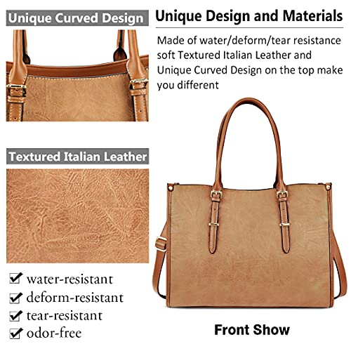 Brown Leather Designer Laptop Tote Bag