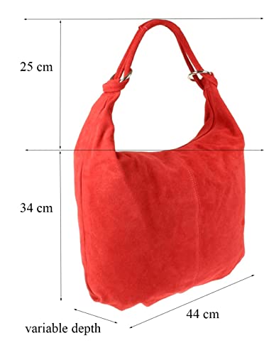 Italian Leather & Suede Black Girly Hobo Handbag