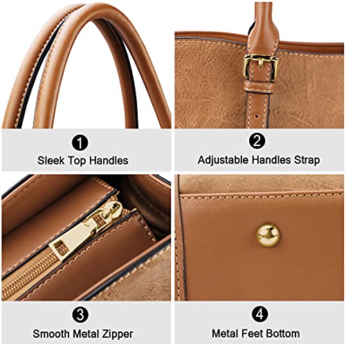 Brown Leather Designer Laptop Tote Bag