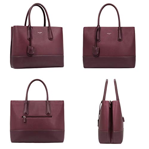 David Jones Genuine Leather Women's Tote Handbag - Burgundy