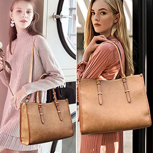 Brown Leather Designer Laptop Tote Bag