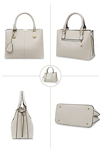 Pahajim Cream PU Leather Designer Satchel Shoulder Bag