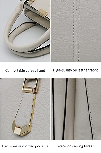 Pahajim Cream PU Leather Designer Satchel Shoulder Bag