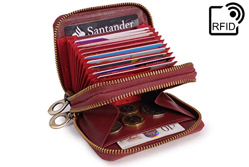 Isla Leather RFID Handbag: Small Organizer, Red