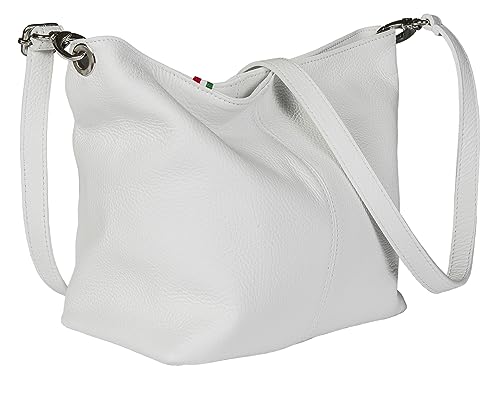 Italian Leather Medium Shoulder Bag - ADAL [White]