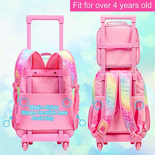 Rainbow Unicorn Backpack Set: Girls' Rolling Bookbag