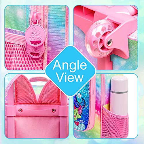 Rainbow Unicorn Backpack Set: Girls' Rolling Bookbag