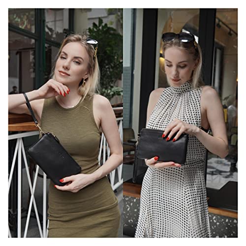 Befen Genuine Leather Small Clutch with Detachable Strap