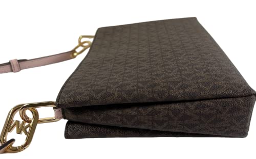 Michael Kors Trisha Signature Triple Compartment Crossbody in BROWN-PINK
