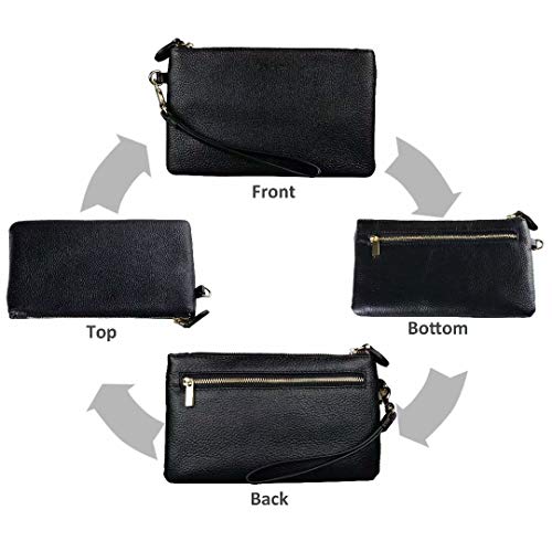 Befen Genuine Leather Small Clutch with Detachable Strap