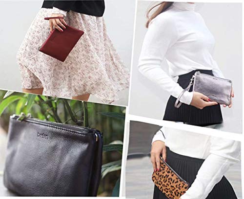 Befen Genuine Leather Small Clutch with Detachable Strap
