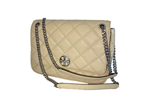 Tory Burch Cream Quilted Leather Shoulder Bag