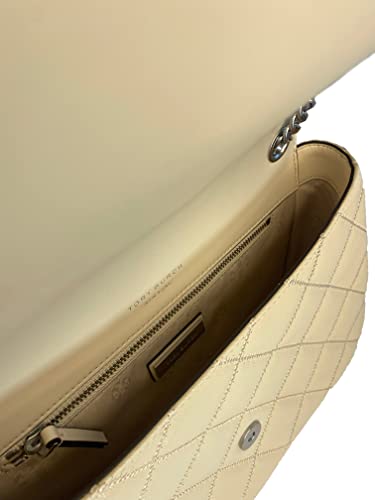 Tory Burch Cream Quilted Leather Shoulder Bag