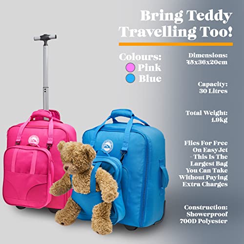Designer Kid's Rolling Backpack with Removable Bag, Pink