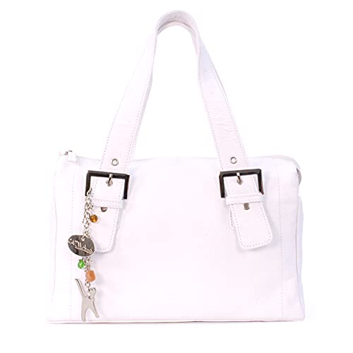 Catwalk Collection Leder Handtasche - JANE - Weiß