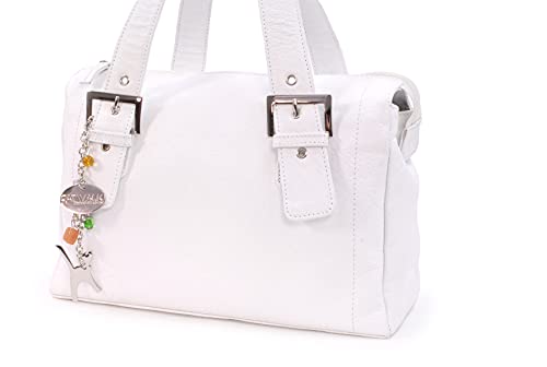 Catwalk Collection Leder Handtasche - JANE - Weiß