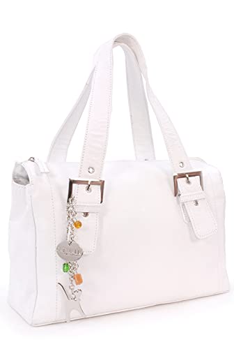 Catwalk Collection Leder Handtasche - JANE - Weiß