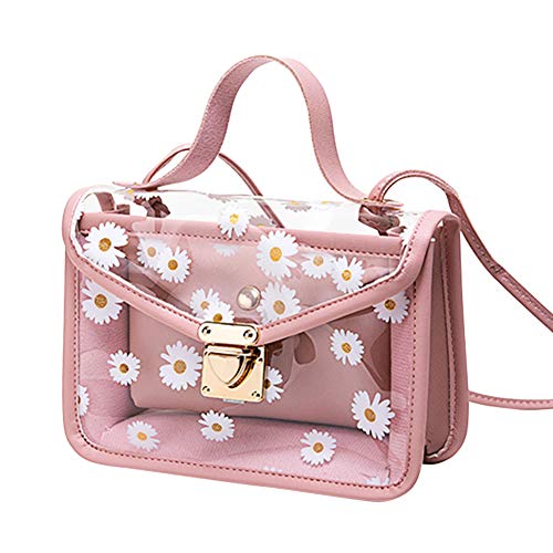 Clear Flower Daisy Crossbody Handbag with Chain Strap