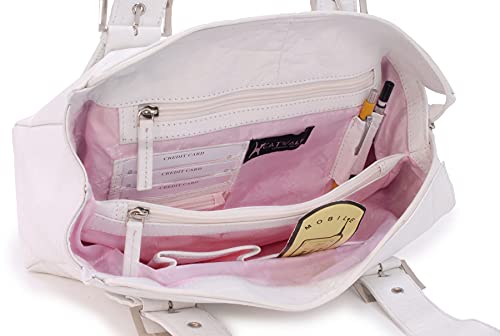 Catwalk Collection Leder Handtasche - JANE - Weiß