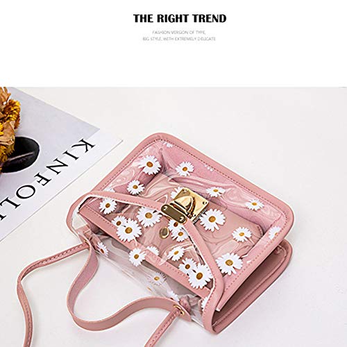 Clear Flower Daisy Crossbody Handbag with Chain Strap