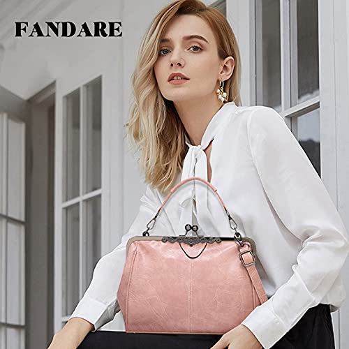FANDARE Women's Elegant Pink PU Leather Handbag