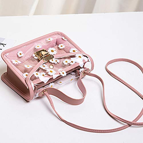 Clear Flower Daisy Crossbody Handbag with Chain Strap