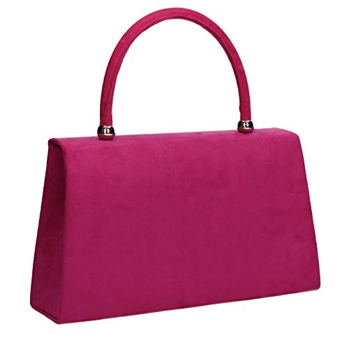 Fuschia Suede Velvet Envelope Clutch Bag