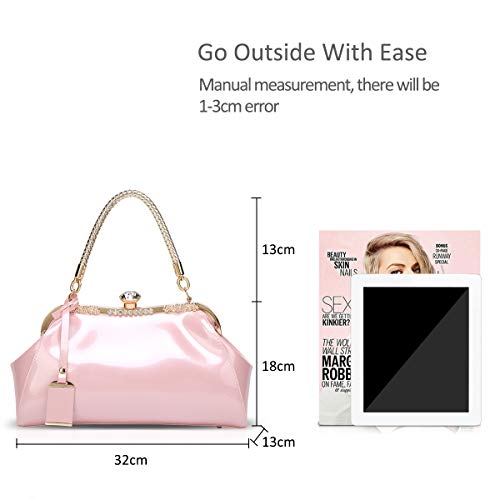 NICOLE & DORIS Pink Patent Leather Designer Evening Clutch