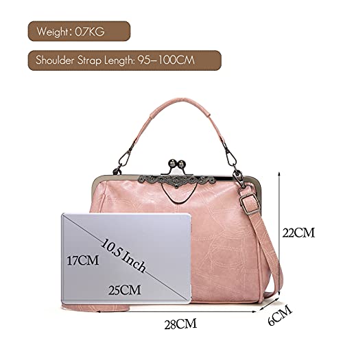 FANDARE Women's Elegant Pink PU Leather Handbag
