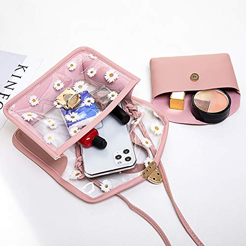 Clear Flower Daisy Crossbody Handbag with Chain Strap