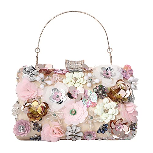 Floral Luxury Evening Bag for Women - Pink