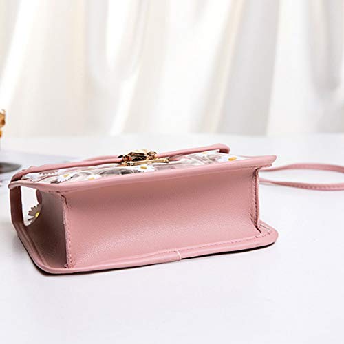 Clear Flower Daisy Crossbody Handbag with Chain Strap