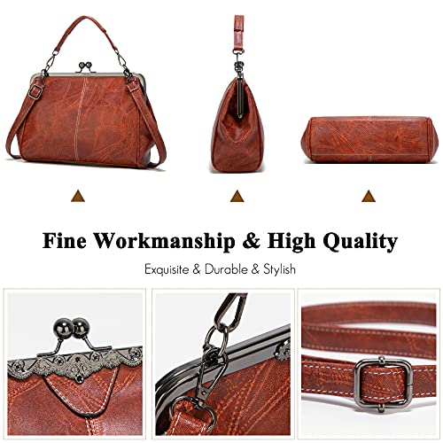 FANDARE Women's Elegant Pink PU Leather Handbag