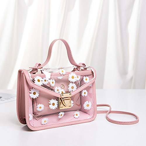 Clear Flower Daisy Crossbody Handbag with Chain Strap